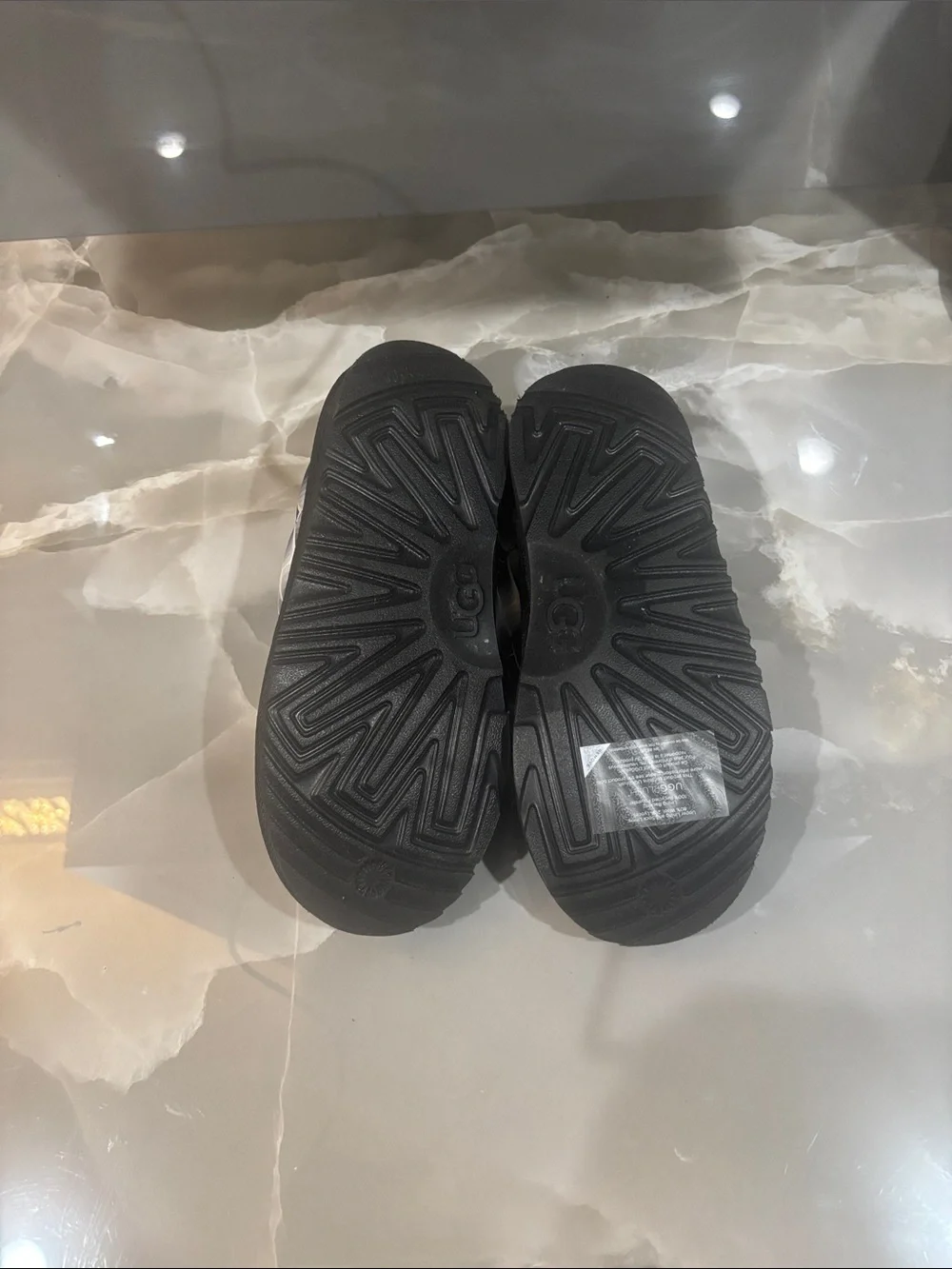 UGG Kids Black & White Logo Slip-On Puffer Shoes